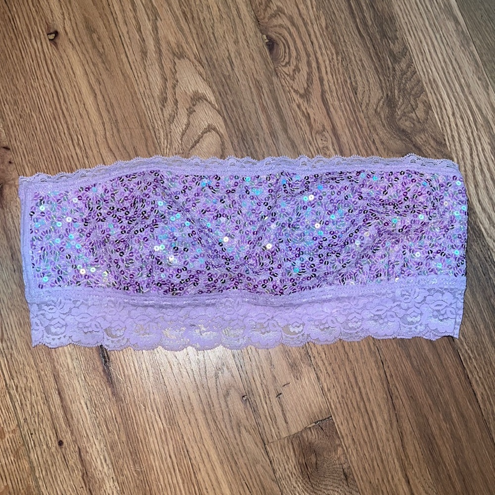 Vintage PINK Victoria Secret Sequin Bandeau Size L